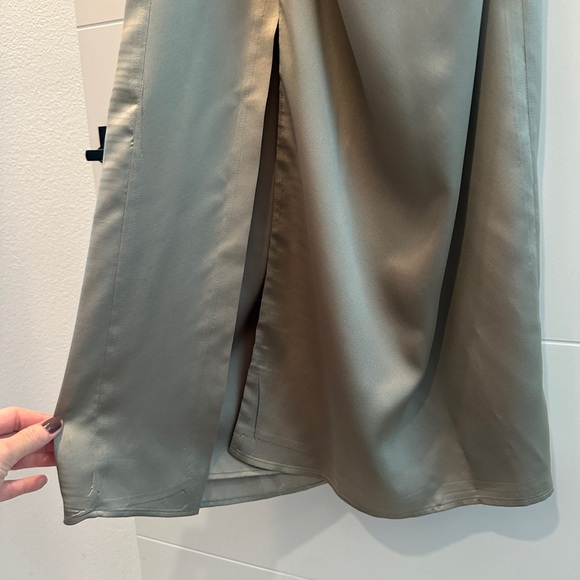 Show Me Your Mumu Adele Halter Maxi Dress Moss Green Luxe Satin Wedding Chic S - Picture 13 of 16